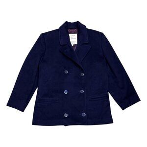 LONDON FOG Maincoats Vintage Retro Blue Business Winter Pea Coat Womens 6 Petite